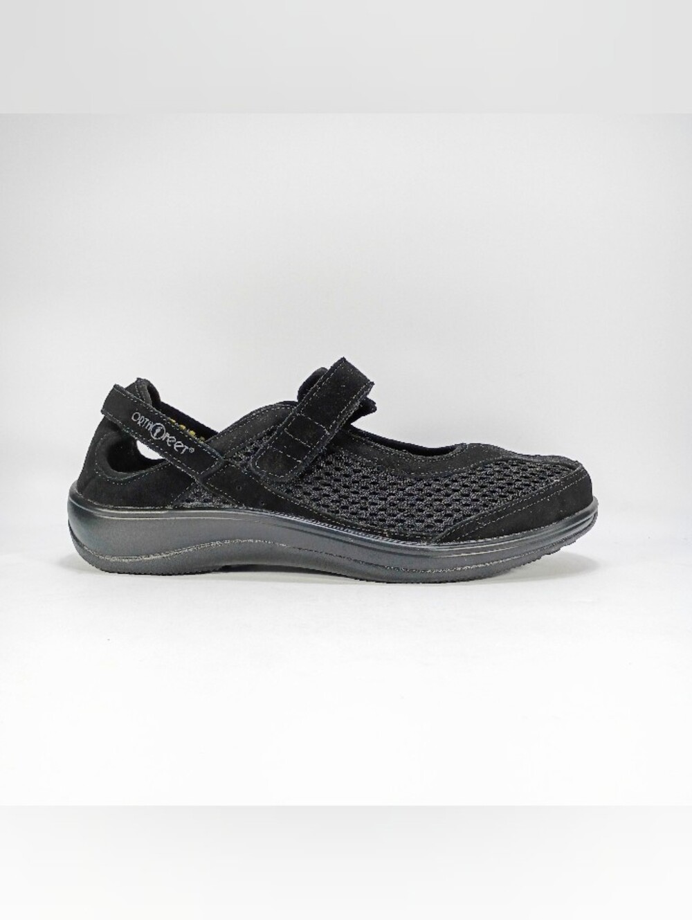 Orthofeet Sanibel Womens 9.5 Wide Fit Black Suede And Mesh Mary Jane Shoes